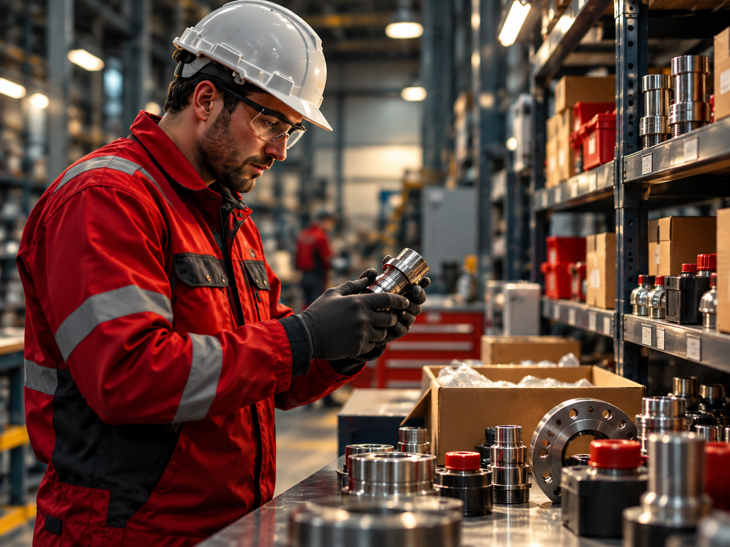 Technical specialist examining an industrial component